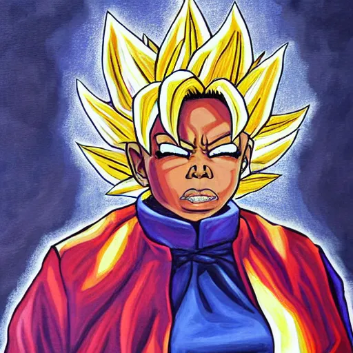 Prompt: Super Saiyan Oprah, painting