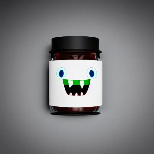 Image similar to Evil monster in a jar, product photography, centered, studio lightning