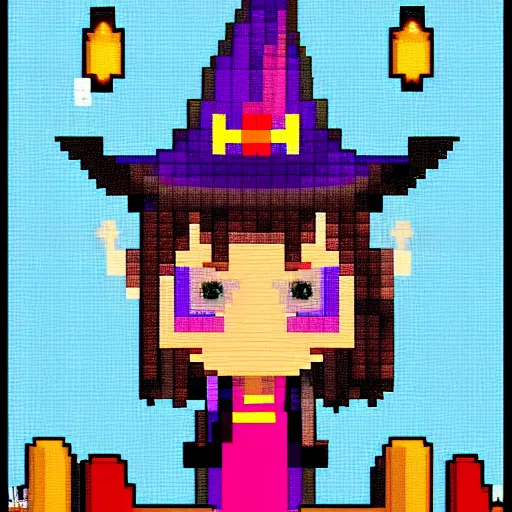 Image similar to magic witch, pixel art,