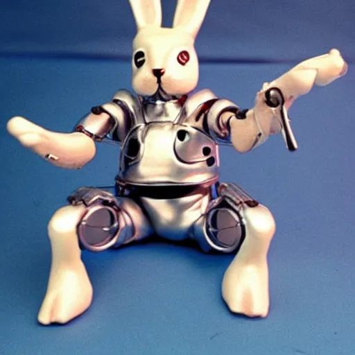 Image similar to the t-1000 from terminator 1 movie but as a bunny rabbit.