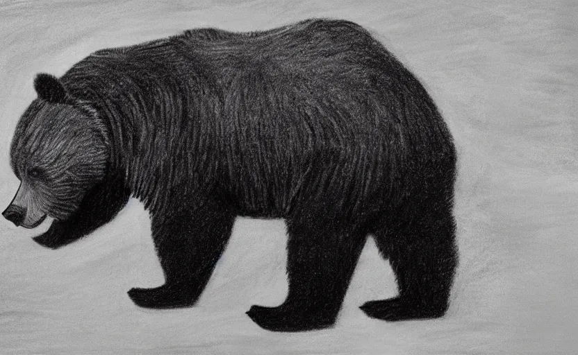 Prompt: A chalkboard drawing of a grizzly bear
