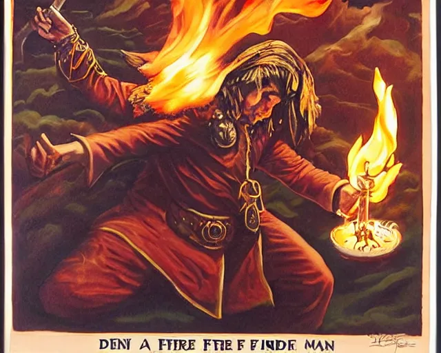 Image similar to dennis hopper as a powerful fire mage casting a flame spell, fantasy art, extremely detailed, high quality, award - winning,