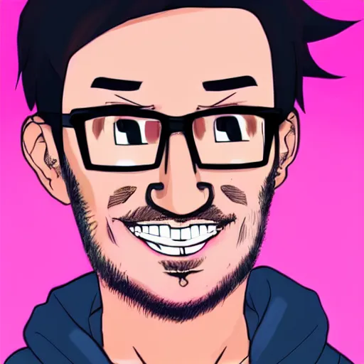 Prompt: Markiplier in a kawaii style,