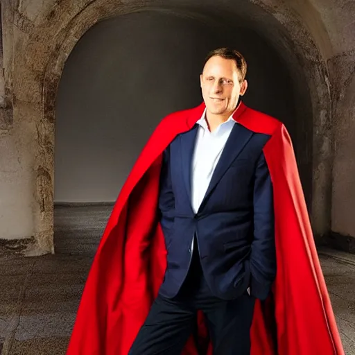 Prompt: Peter Thiel wearing Dracula cape