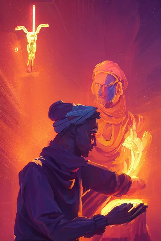 Prompt: the god hermes handing a man a computer on fire, the fire is made of binary code, digital painting bioluminance alena aenami artworks in 4 k design by lois van baarle by sung choi by john kirby artgerm style pascal blanche and magali villeneuve