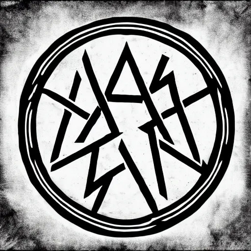 Image similar to AO occult anarchy symbol, graphic design, logo, black and white