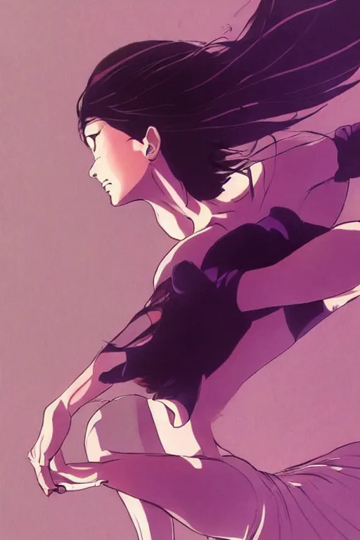 Image similar to ballerina, artwork made by makoto shinkai, inspired in hirohiko araki, clean details, light color palette, anatomically proportional, hd