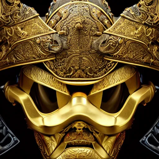 Image similar to a luxurious black and gold samurai helmet, close - up photo, by james christensen, vittorio matteo corcos, epic, tendring on artstation, fantasy, intricate details, highly detailed, 4 k.