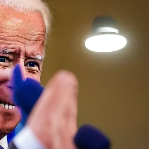 Image similar to smiling joe biden with glowing eyes