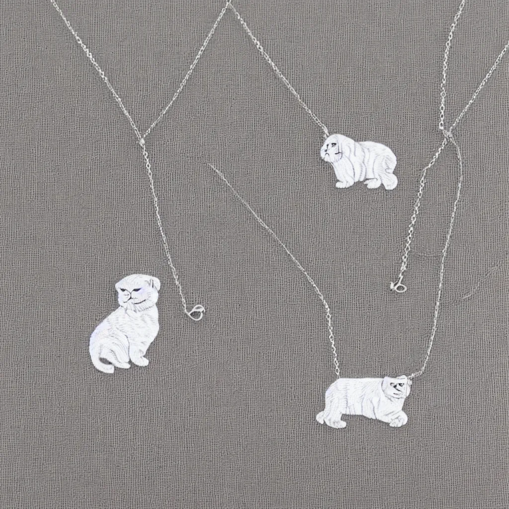 Image similar to Scottish fold patterned silver embroidered necklace