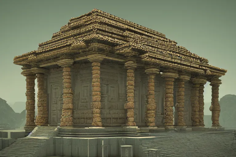 Image similar to depthmap of geometric ancient temple, elegant, highly detailed, smooth, sharp focus, beautiful, geometric, trending on artstation, cinematic, artwork by WLOP