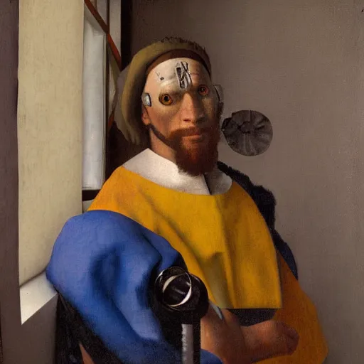 Image similar to cyborg by johannes vermeer