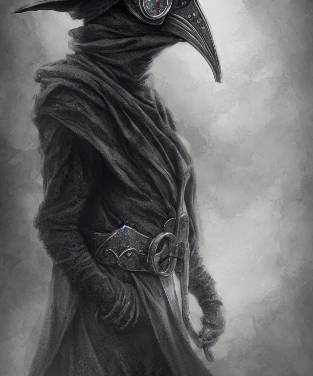 Prompt: plague doctor by charlie bowater and titian and artgerm, full - body portrait, intricate, face, forest, elegant, grey mist, beautiful, highly detailed, dramatic lighting, sharp focus, trending on artstation, artstationhd, artstationhq, unreal engine, 4 k, 8 k