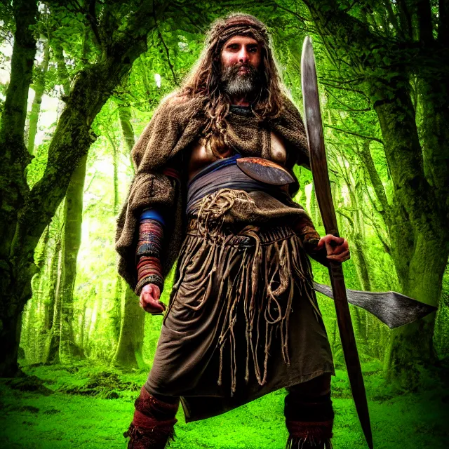 Image similar to photo of a druid warrior with earth powers, highly detailed, 4 k, hdr, smooth, sharp focus, high resolution, award - winning photo