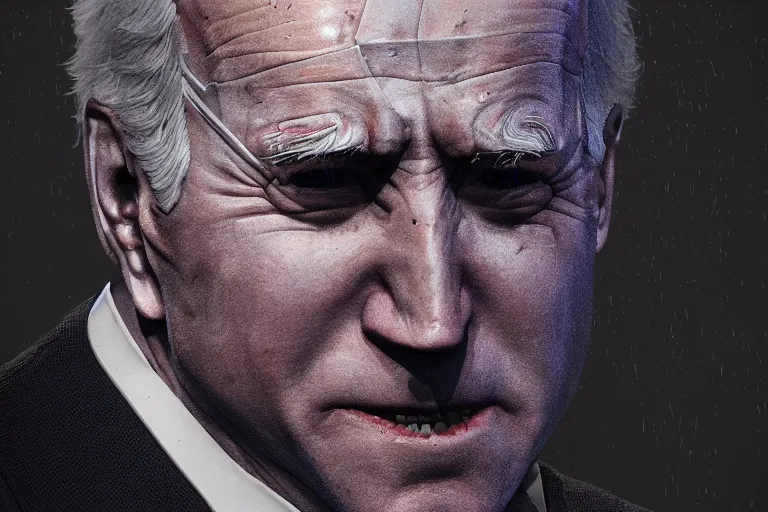 Image similar to creepy joe biden portrait stuck in the matrix, glitchy, buggy, playstation 1 graphics, low poly 3 d render, creepypasta, volumetric lighting, octane render, scary, award - winning, detailed, weird, close - up, featured on artstation, strange, off - putting, demonic, odd, atmospheric, ambient, spooky