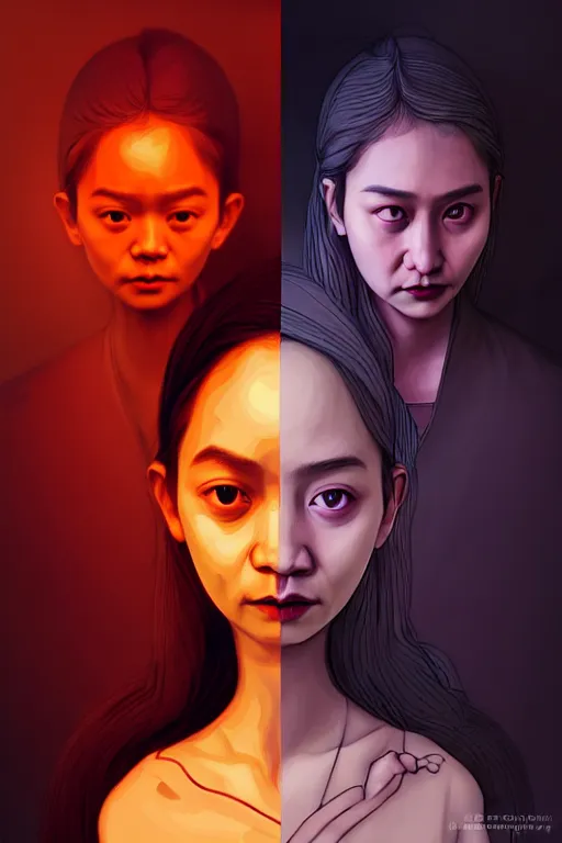 Image similar to 🌡🍠😈 - composition : dynamic lighting, digital painting, depth details, intricate, proportion, highly quality, balance, unity, extremely highly detailed. by bambang nurdianshyah ( face details and background ) garis edelweiss ( lighting ) roby dwi antono ( character and big details ) kira ayn varszegi ( small details )