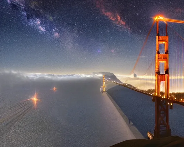 Prompt: large meteor about to hit golden gate bridge, photorealistic, hyper real