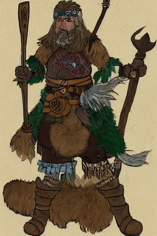 Prompt: full body character concept art of Eoghaill of the Murine Hordes, a La Tene Culture Celtic chieftain and warrior, resplendent and proud of bearing. Has a one-eyed rat as a familiar. Eoghaill is the leader of an Comlagh Naomh a group of Iron Age mercenaries.