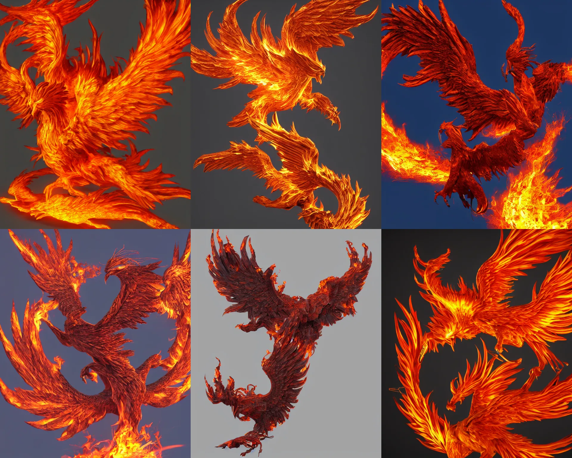 Prompt: 3d render of the Phoenix of the flames, ultradetailed 8k