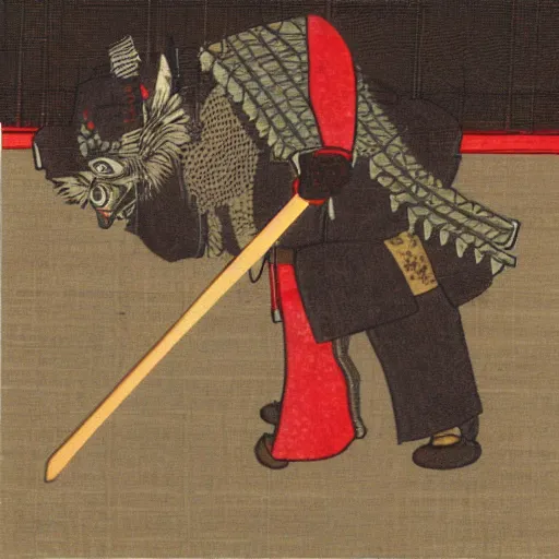 Image similar to angry samurai cutting the beaf