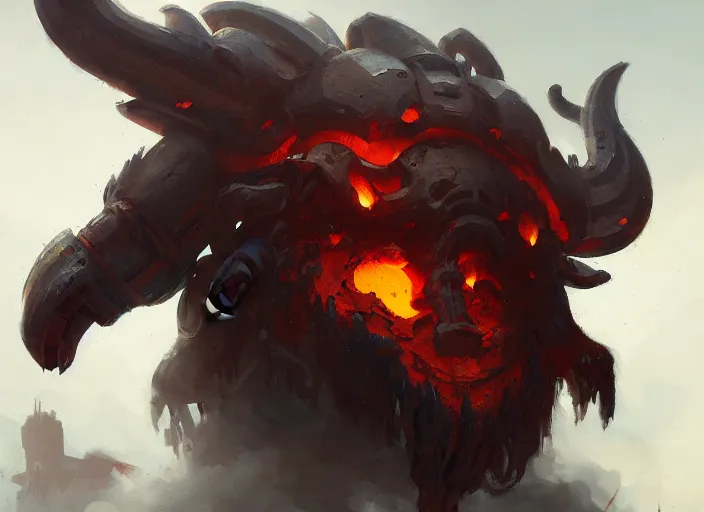 Image similar to ornn ram god of the forge by greg rutkowski