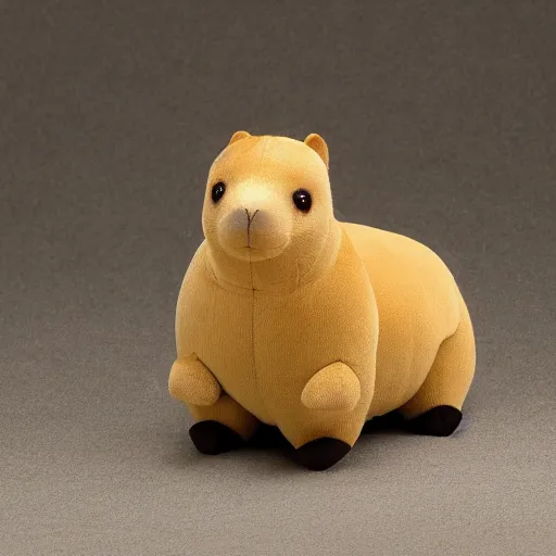 Image similar to a friendly capybara, plush doll, 8 k