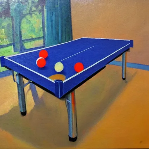 Image similar to Dvě kočky hrají ping pong na oranžovém pozadí, oil painting