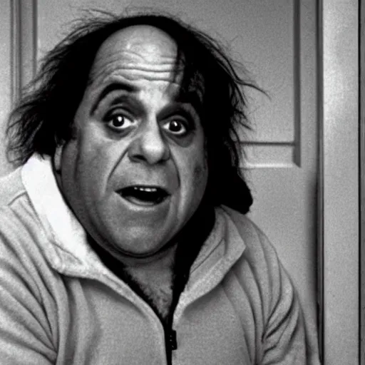 Image similar to Danny Devito, film still from the movie The Shining