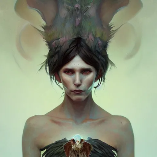 Image similar to portrait of native weird Skinwalker, highly detailed, digital painting, artstation, concept art, smooth, sharp focus, illustration, art by artgerm and greg rutkowski and alphonse mucha