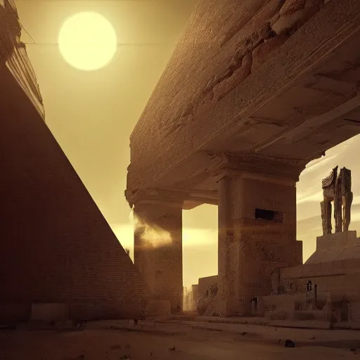 Image similar to a beautiful intricate epic futuristic epic scene of the cyber sphinx of giza, cinematic lighting