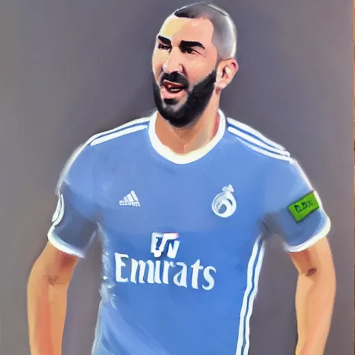 Prompt: Karim benzema, oil painting