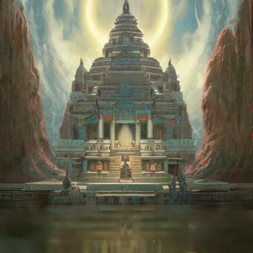 Image similar to A beautiful temple in the end of time by greg rutkowsky Trending on artstation