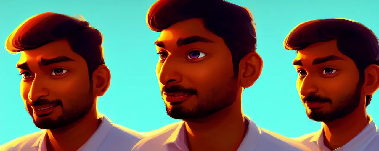 Image similar to portrait of Kumar Sangakkara, mattepainting concept Blizzard pixar maya engine on stylized background splash comics global illumination lighting artstation lois van baarle, ilya kuvshinov, rossdraws