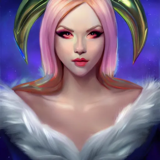 Image similar to portrait of lux from league of legends, art by greg ruthkowski