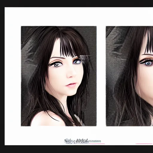 Image similar to realistic portrait of a woman with 3d anime eyes