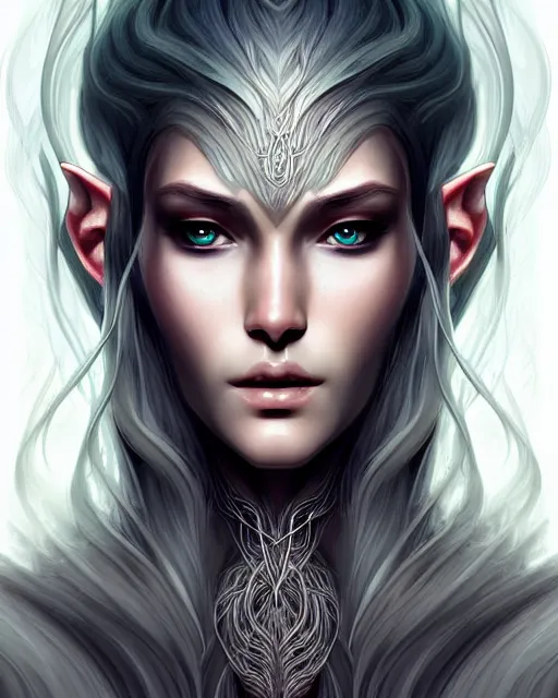 Image similar to digital art, centered portrait elven with short haire, half - face made with intricate roots, by james jean and by artgerm, by ross tran, ultradetailed, charachter design, concept art, trending on artstation,