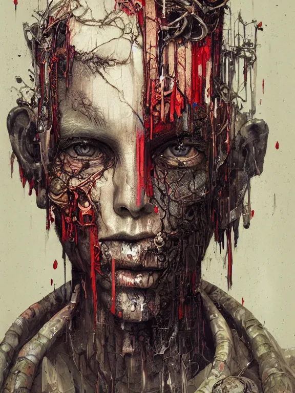 Image similar to art portrait of a wight , decaying,8k,by tristan eaton,Stanley Artgermm,Tom Bagshaw,Greg Rutkowski,Carne Griffiths,trending on DeviantArt,face enhance,hyper detailed,minimalist,cybernetic, android, blade runner,full of colour,