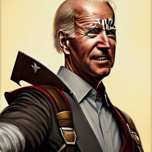 Image similar to Joe Biden as Captain America, western, D&D, fantasy, intricate, elegant, highly detailed, digital painting, artstation, concept art, matte, sharp focus, illustration, art by Artgerm and Greg Rutkowski and Alphonse Mucha