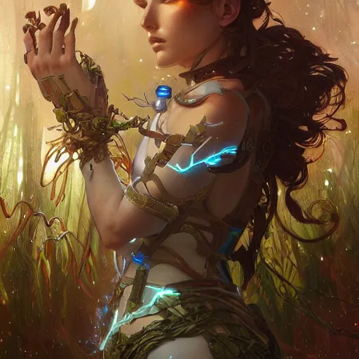 Prompt: ! dream cyborg druid entanglement milky way, epic lighting, sketch illustration, ultra detailed, art by artgerm and greg rutkowski and alphonse mucha