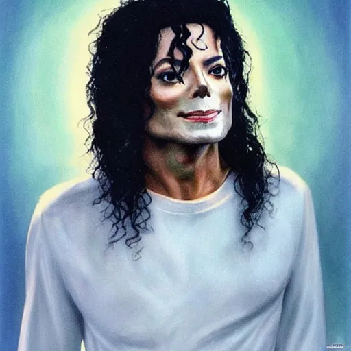 Image similar to a realistic portrait of michael jackson as jesus christ