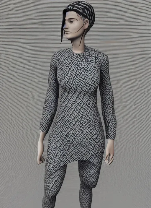 Prompt: : women with maze pattern skin dalle2 3d render unity unrealengine octane