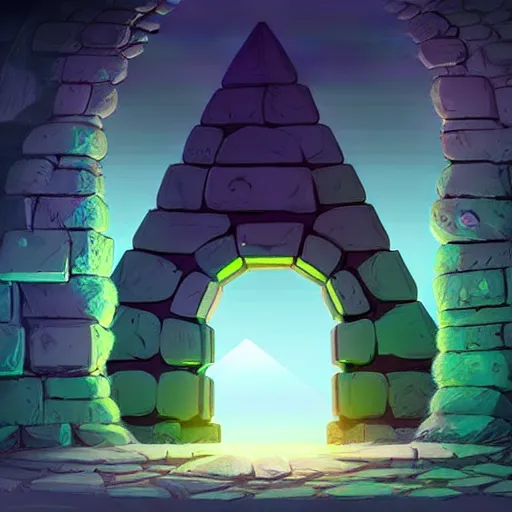 Prompt: highly detailed environment concept alt art doorway glowing portal in the pyramid finely detailed illustration animation key frame