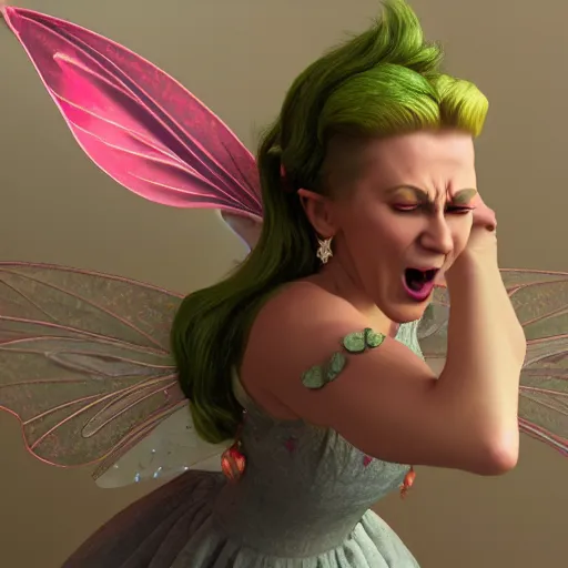 Prompt: a beautiful fairy princess is angry at a jester, 3 d render, cute, angry