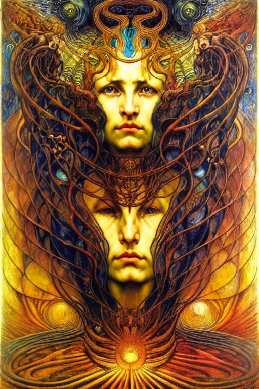 Image similar to Divine Chaos Engine by Karol Bak, Jean Delville, William Blake, Gustav Klimt, and Vincent Van Gogh, symbolist, visionary