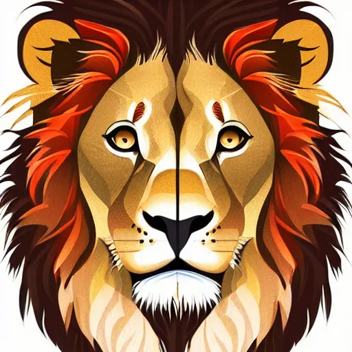 Prompt: Cute lion, very detailed, Behance, illustration, vector, sharp focus, 4k