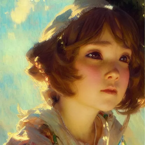 Prompt: a detailed portrait of am adorable anime girl, bright eyes, painting by gaston bussiere, craig mullins, j. c. leyendecker
