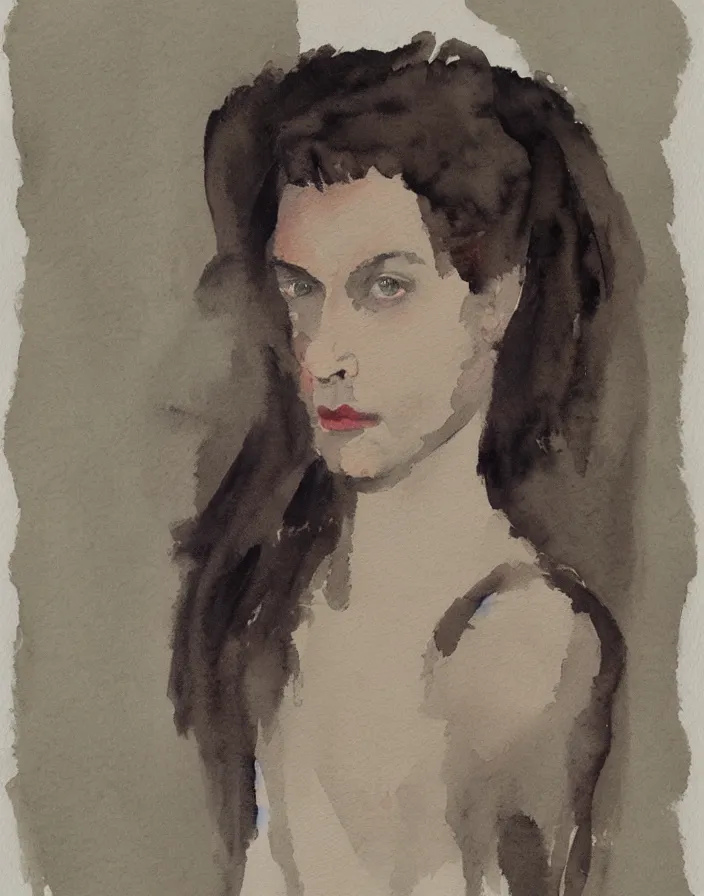 Prompt: watercolor sketch, painting by smith jeffrey, face portrait of a woman