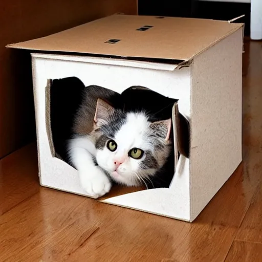 Image similar to kitty hiding under a box