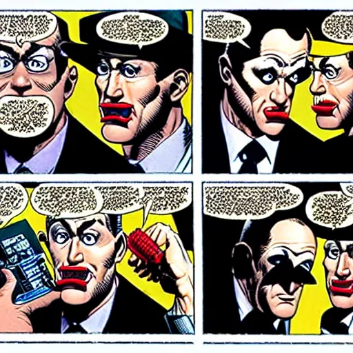 Image similar to drawing gotham city's finest investigative reporter jack ryder with 1 4 tiny jokers all in his mouth, 4 k art by brian bolland, graphic novel art