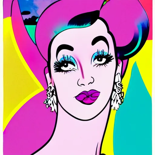 Image similar to Lisa Frank and Patrick Nagel collaboration